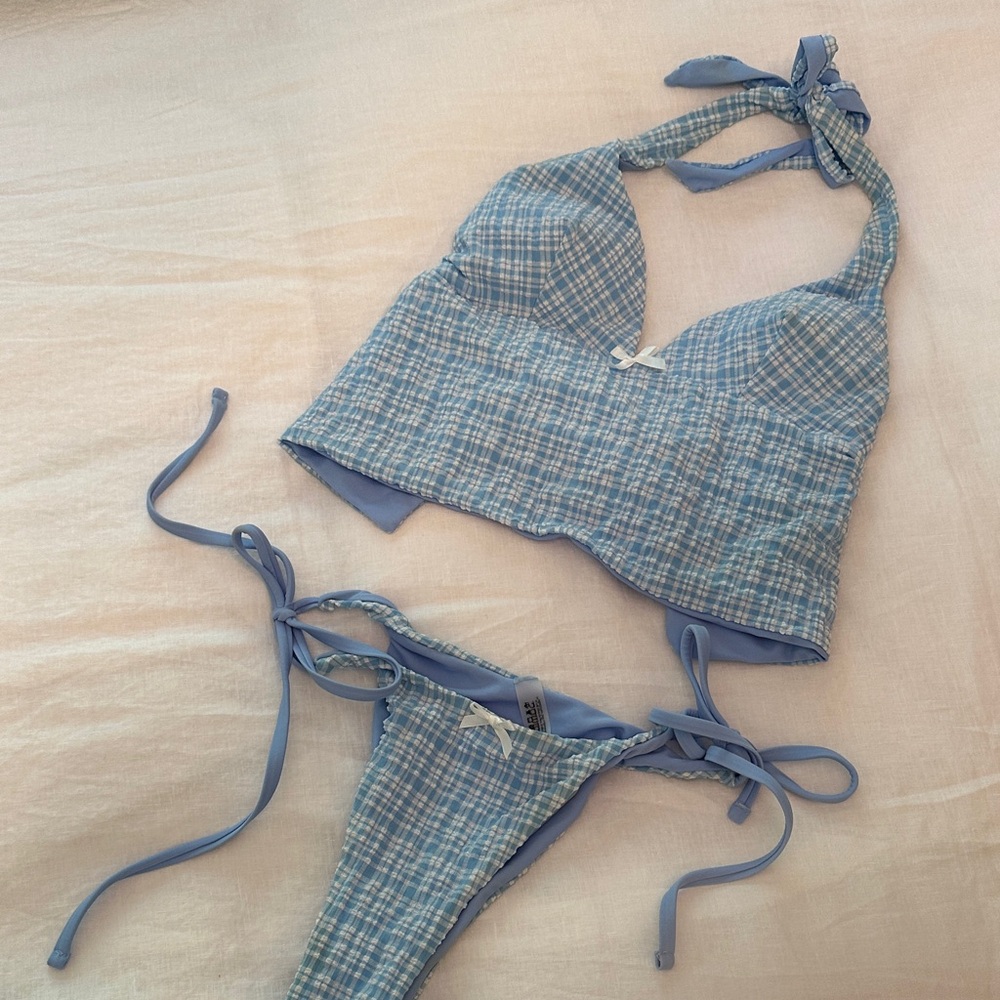 Samuel Blue Plaid Women's Tankini Set Small